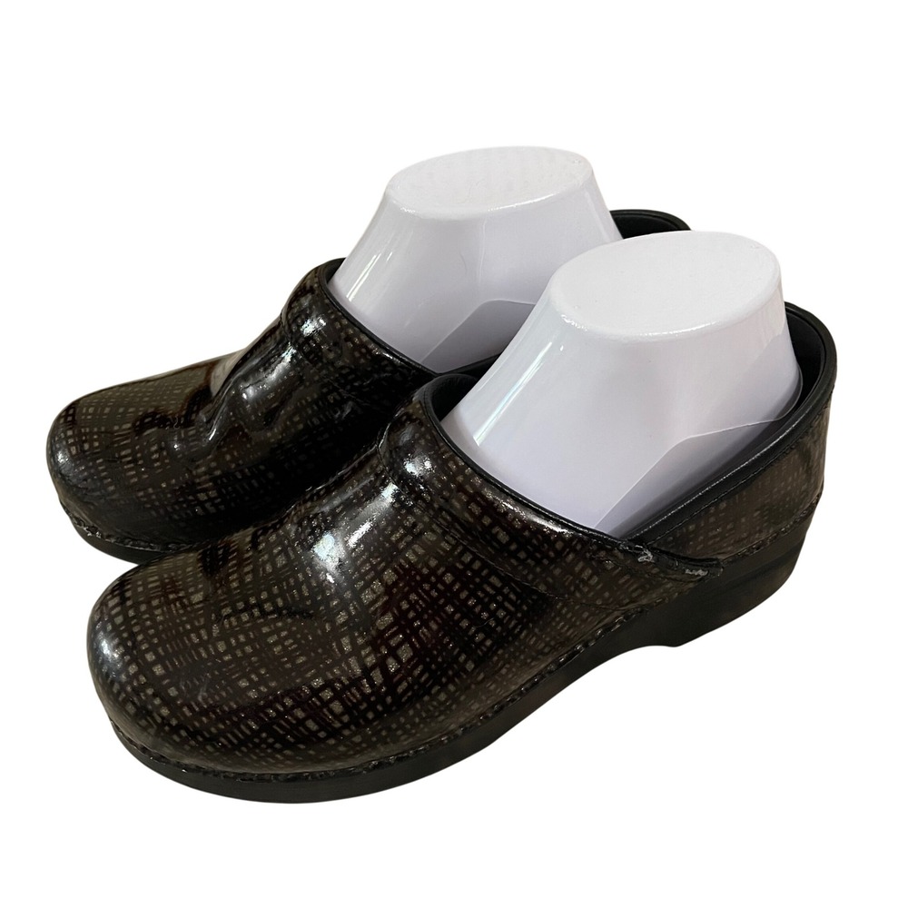 Dansko Women Black Glitter Clog 39/8.5 Leather Slip On Nurse Vet Professional
